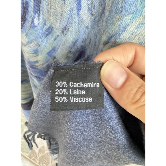 Cashmere Wool Blend VAN GOGH Starry Night Scarf Shawl Wrap Tassels - Picture 7 of 8